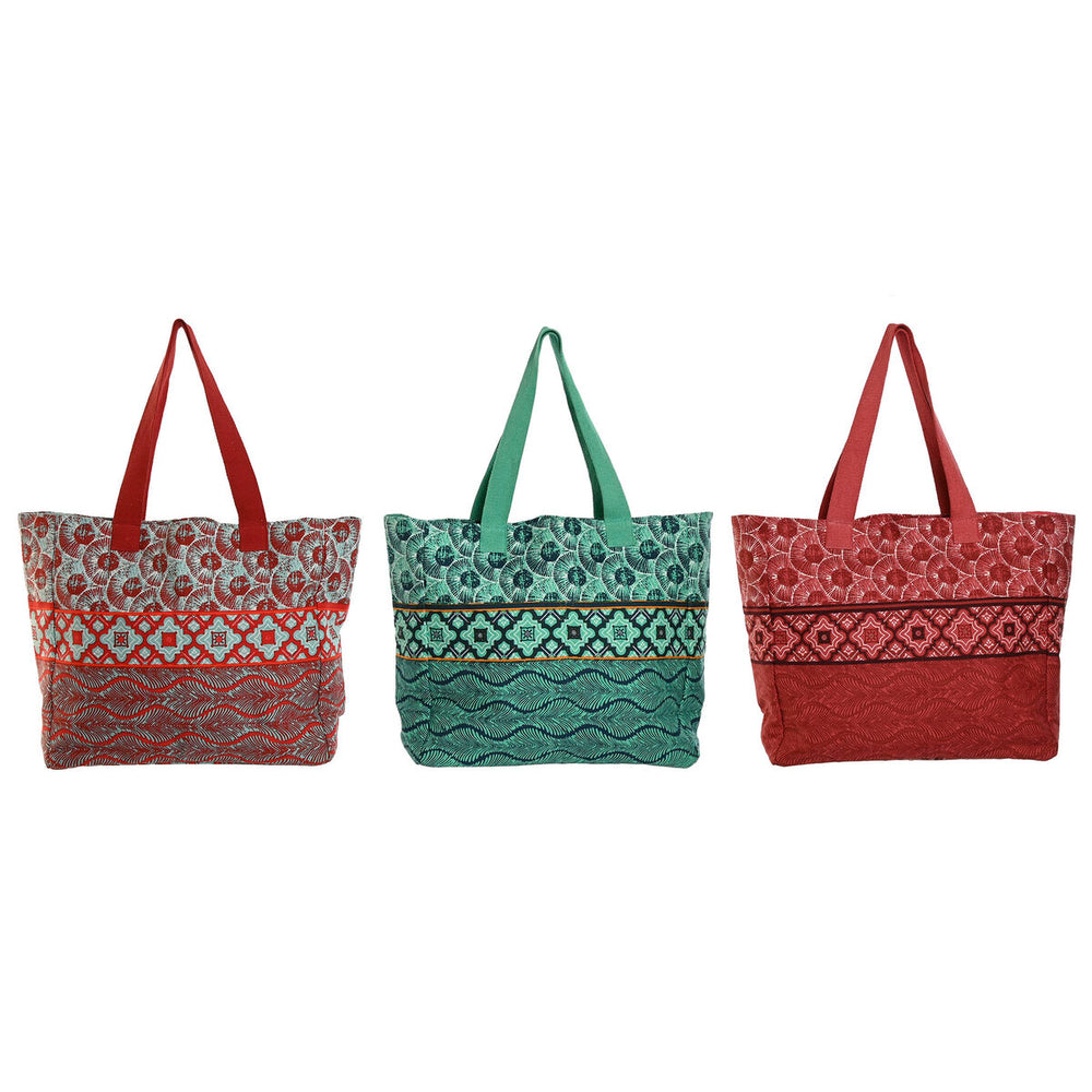 Women's Handbag Home ESPRIT Red Green Coral 55 x 14 x 35 cm (3 Units)